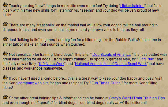 BLIND DOG TIPS by WWW.BLINDDOGS.NET