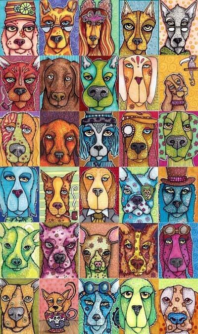 DOG ART CARDS, DRAWINGS, PAINT (c) by Cindy Dauer