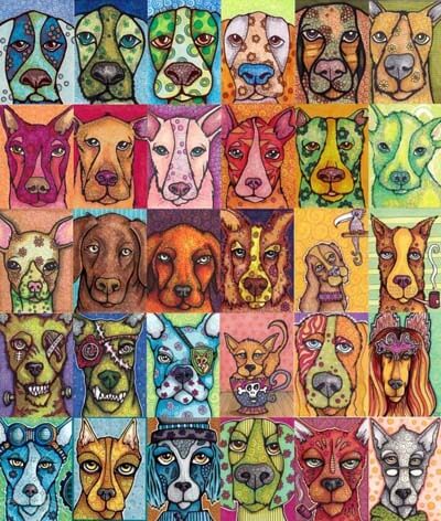 DOG ART CARDS, DRAWINGS, PAINT (c) by Cindy Dauer