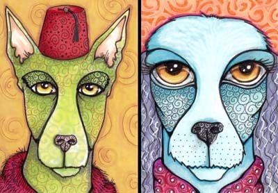 DOG ART CARDS, DRAWINGS, PAINT (c) by Cindy Dauer