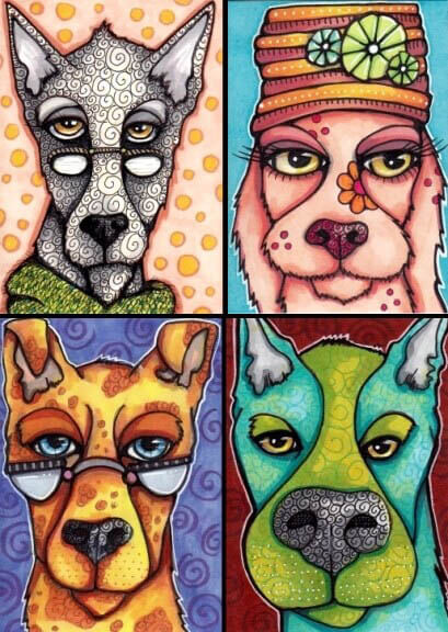 DOG ART CARDS, DRAWINGS, PAINT (c) by Cindy Dauer