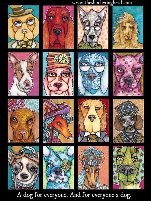 DOG ART CARDS, DRAWINGS, PAINT (c) by Cindy Dauer