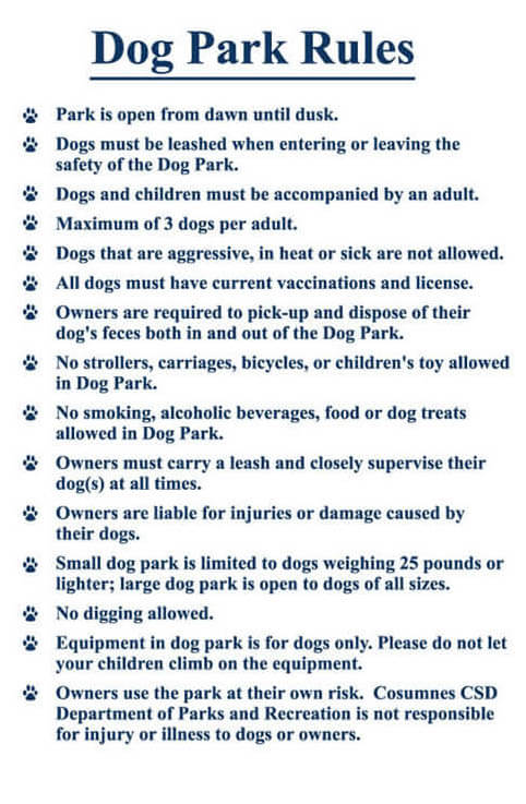 DOG PARK RULES