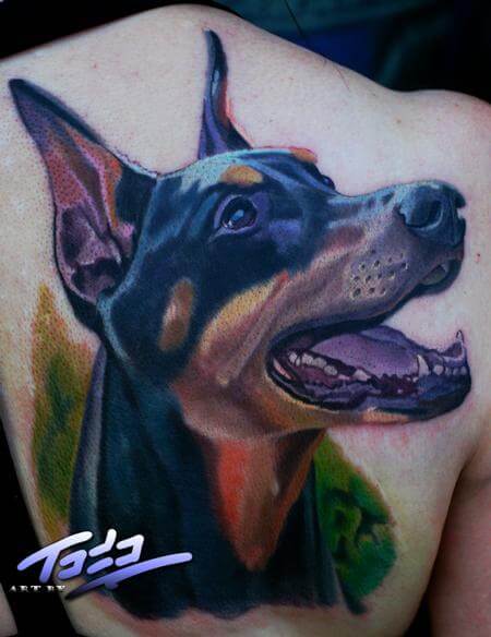 DOG TATTOO DESIGNS - AMAZING, STUNNING, WONDERFUL, 3D, COLORIFIC, ART, PORTRAITS, INK, PERMANENT, DOG TATTOOS FOR MAN & WOMAN