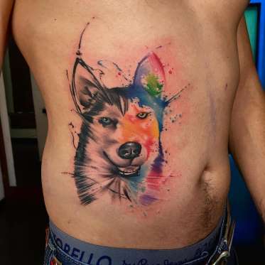 BEST WATERCOLOR COLORIFIC 3D REALISTIC DOG TATTOO DESIGNS