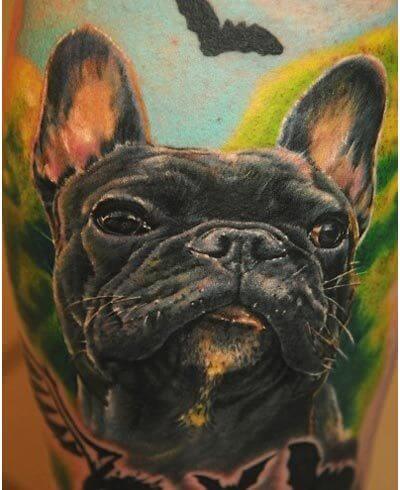 DOG TATTOO DESIGNS - AMAZING, STUNNING, WONDERFUL, 3D, COLORIFIC, ART, PORTRAITS, INK, PERMANENT, DOG TATTOOS FOR MAN & WOMAN