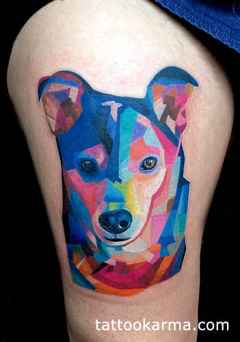 DOG TATTOO DESIGNS - AMAZING, STUNNING, WONDERFUL, 3D, COLORIFIC, ART, PORTRAITS, INK, PERMANENT, DOG TATTOOS FOR MAN & WOMAN