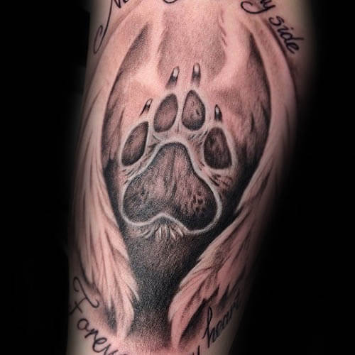 BEST PAW SHAPED FRIEND DOG TATTOO DESIGNS