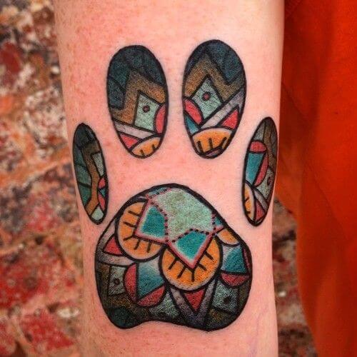 BEST PAW SHAPED FRIEND DOG TATTOO DESIGNS