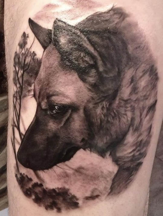 BEST GERMAN SHEPHERD DOG TATTOO DESIGNS