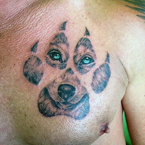 BEST PAW SHAPED FRIEND DOG TATTOO DESIGNS