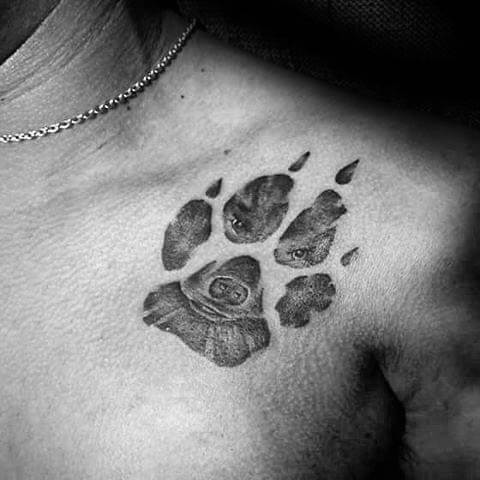 BEST PAW SHAPED FRIEND DOG TATTOO DESIGNS