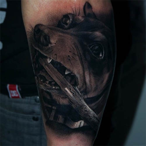 DOG TATTOO DESIGNS - AMAZING, STUNNING, WONDERFUL, 3D, COLORIFIC, ART, PORTRAITS, INK, PERMANENT, DOG TATTOOS FOR MAN & WOMAN