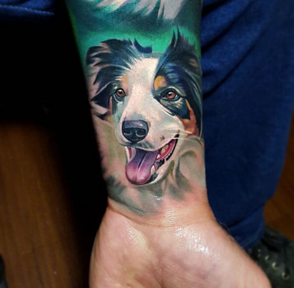 DOG TATTOO DESIGNS - AMAZING, STUNNING, WONDERFUL, 3D, COLORIFIC, ART, PORTRAITS, INK, PERMANENT, DOG TATTOOS FOR MAN & WOMAN