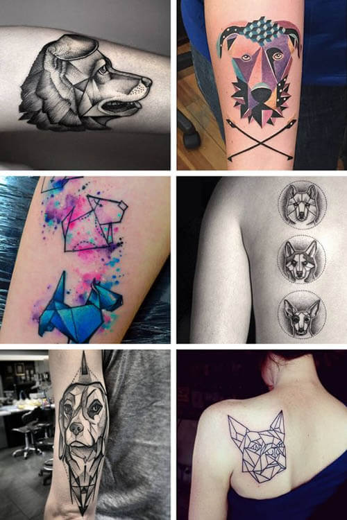 BEST GEOMETRIC DOG & PUPPY TATTOO DESIGNS