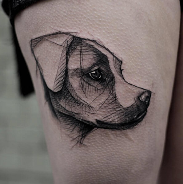 BEST GEOMETRIC DOG & PUPPY TATTOO DESIGNS