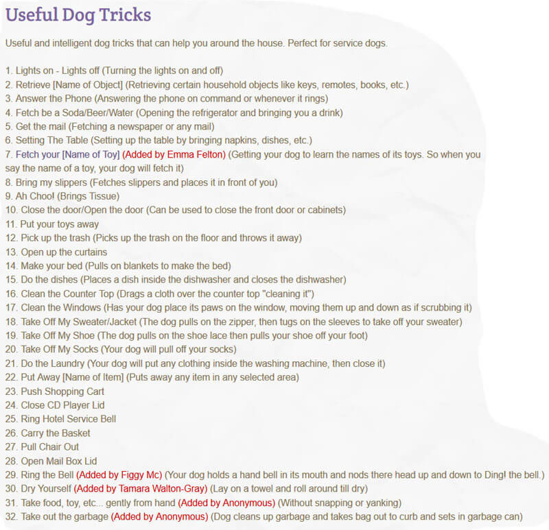 DOG TRICK TYPES