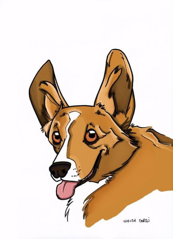 DOG ART, DRAWINGS, PAINT, Dogicature (c) by J.Bird